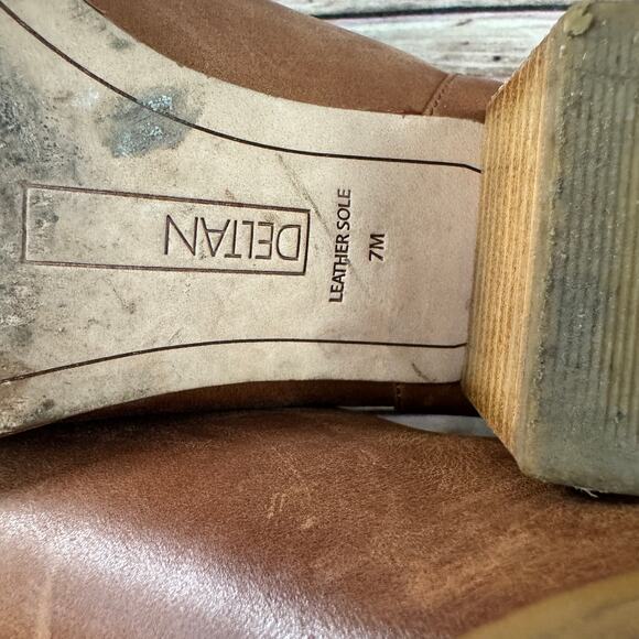 Deltan Womens Brown Distressed Leather Stacked Heel Western Ankle Boots Size 7M - Picture 11 of 12